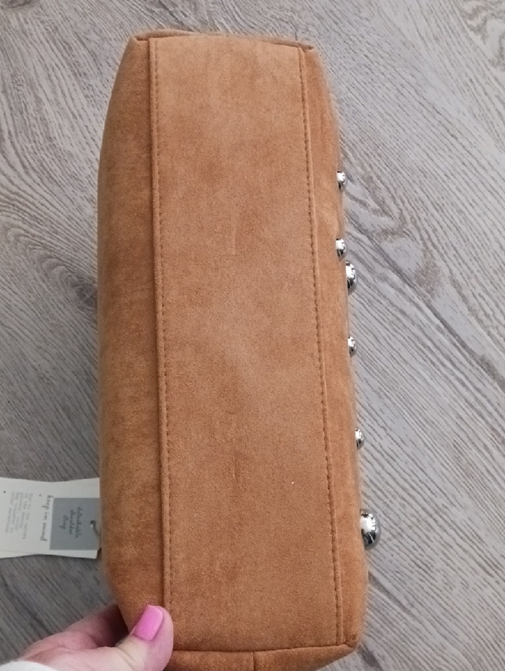 a new day Tan Suede Studded Clutch with Silver Chain - Picture 7 of 7